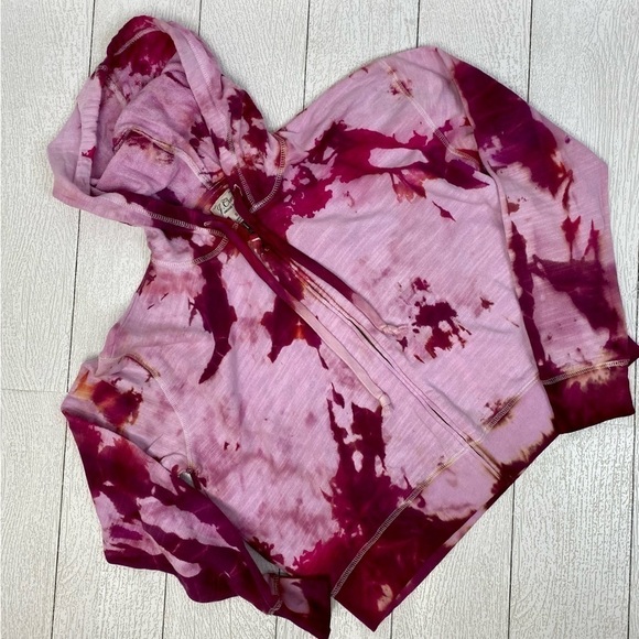 J.Crew Tie Dye Pink Valentine’s Day Cropped full zip Hoodie size S - Picture 11 of 12